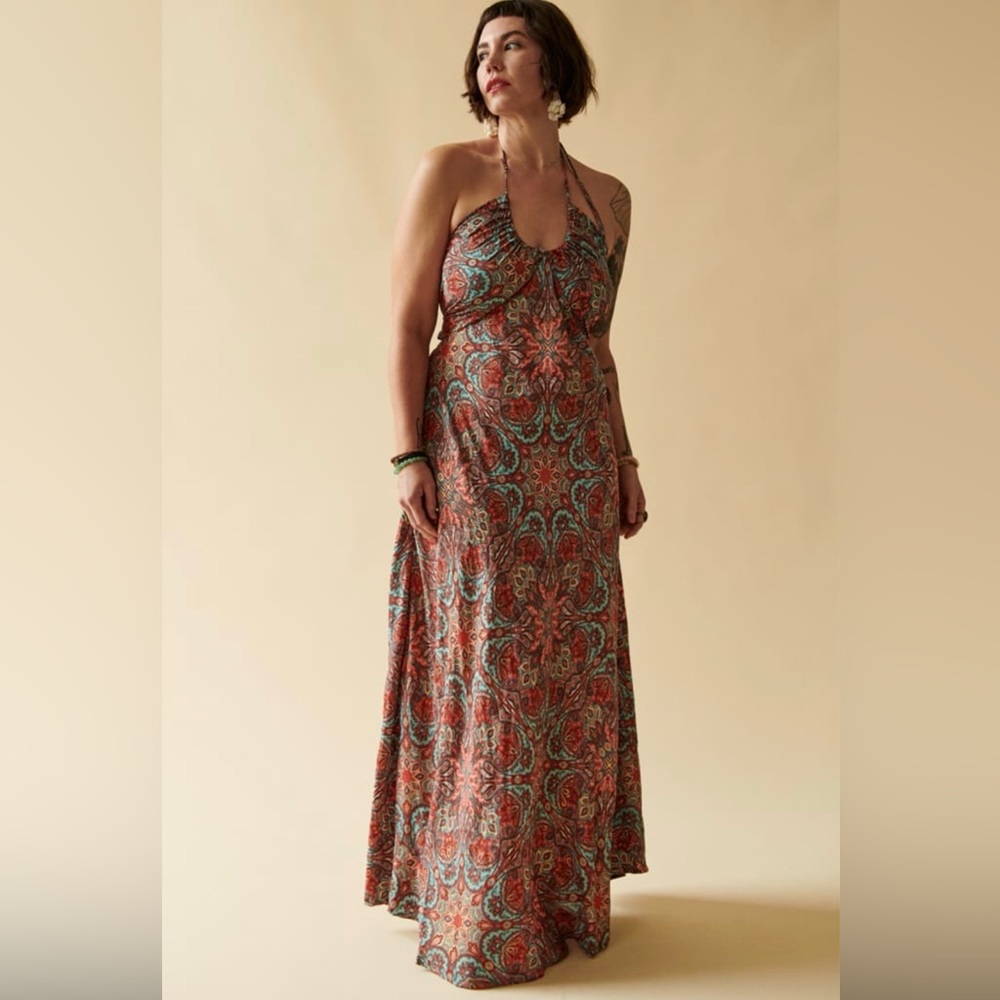 Elegant Boho Halter Maxi Dress